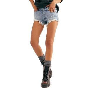 Free People We The Free Loving Good Vibrations Denim Shorts